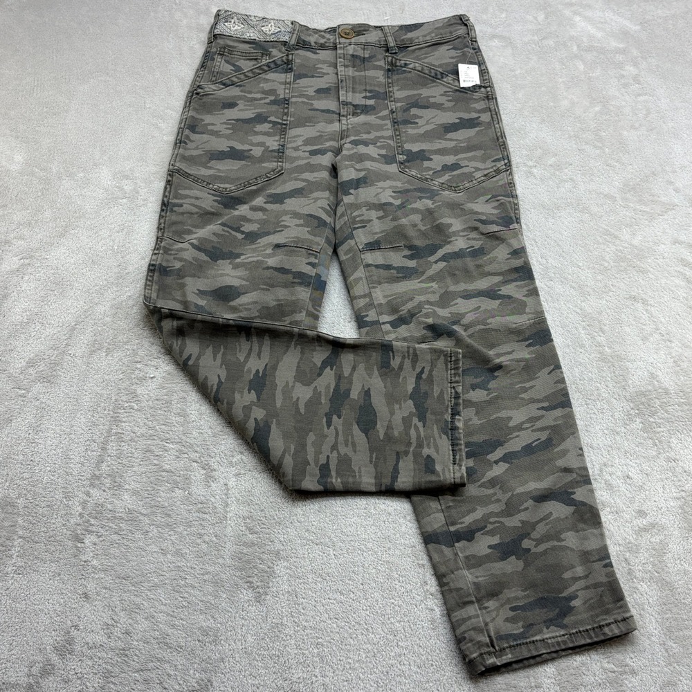 Anthropologie Utility Pants Women 26 Moss Camo Gorpcore Edgy Streetwear Tactical